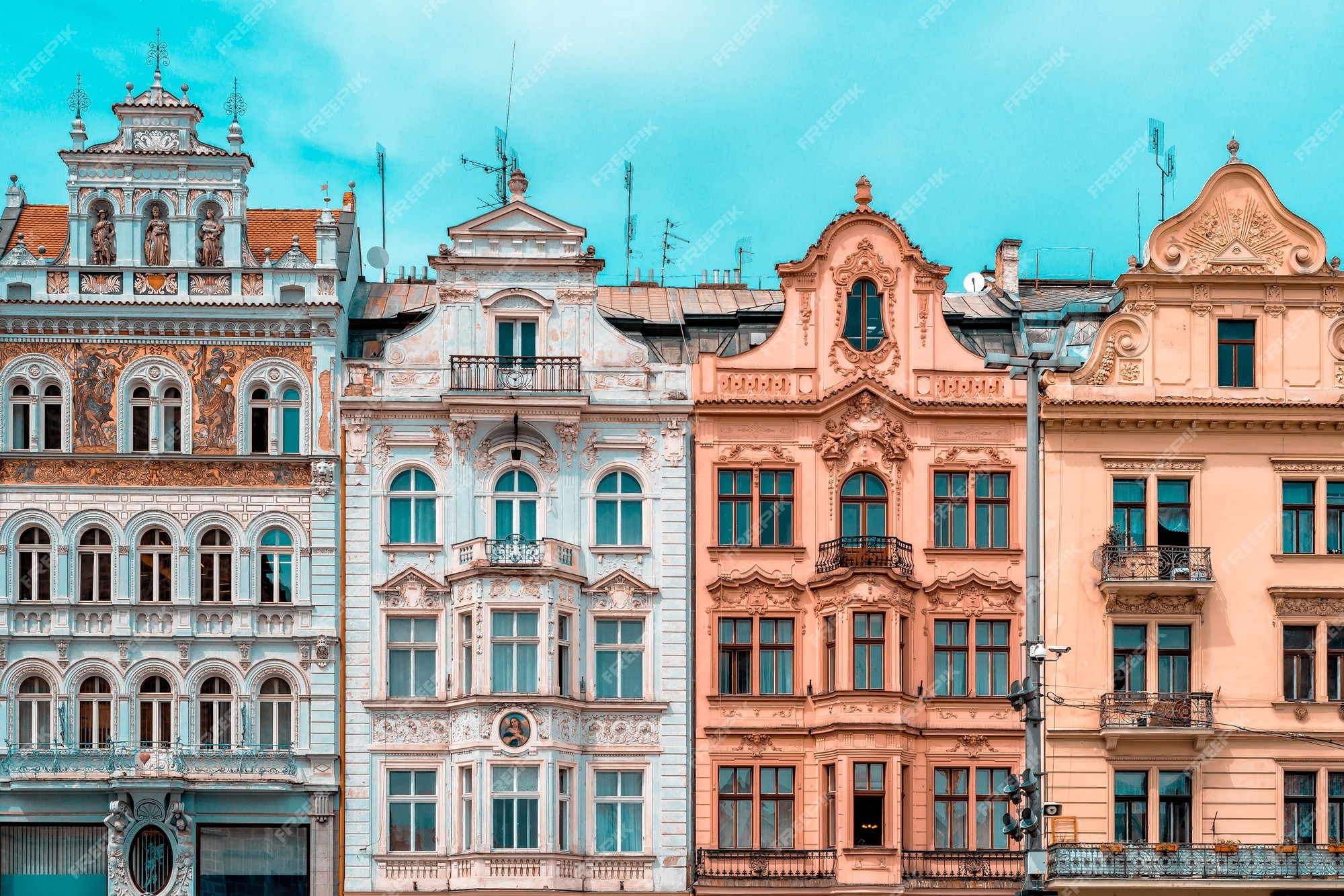 Premium Photo | Historic buildings in pilsen, czech republic